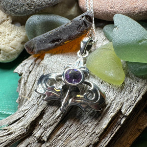 Thistle Necklace, Scotland Jewelry, Amethyst Pendant, Celtic Jewelry, Sister Gift, Mom Gift, Wife Gift, Anniversary Gift, Scotland Gift