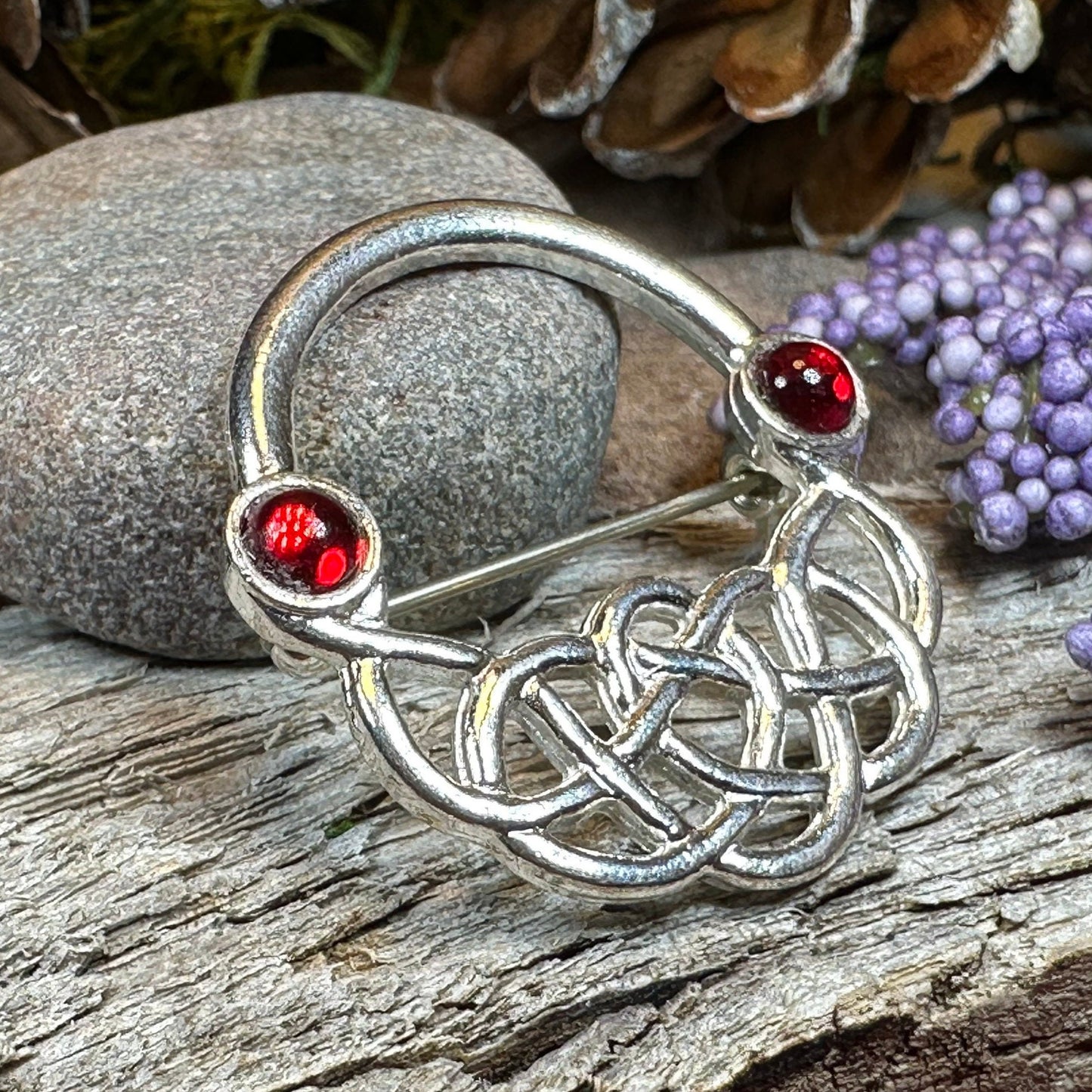 Celtic Brooch, Irish Red Pin, Irish Jewelry, Scottish Brooch, Celtic Pin, Ireland Gift, Plaid Pin, Tartan Pin, Wiccan Jewelry, Wife Gift