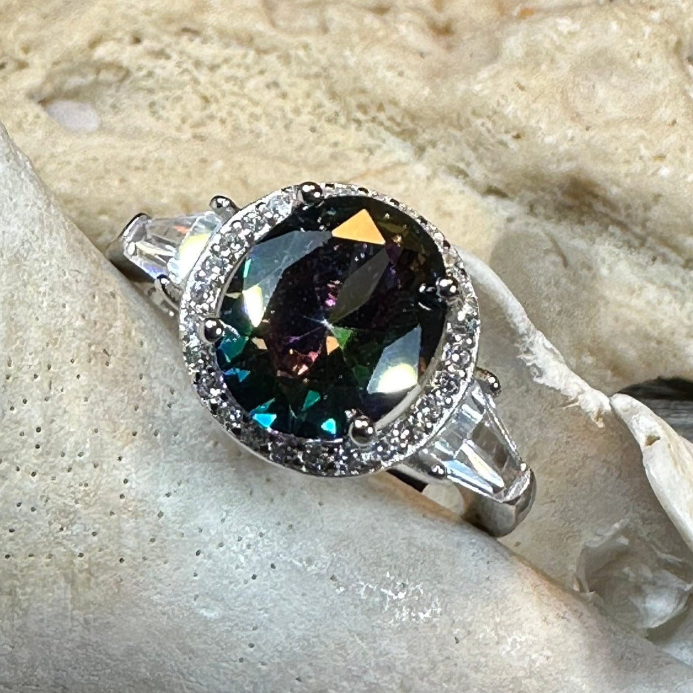 Scottish Lady Celtic Ring, Engagement Ring, Scotland Ring, Mystic Topaz Boho Ring, Celtic Knot Jewelry, Anniversary Gift, Girls Promise Ring