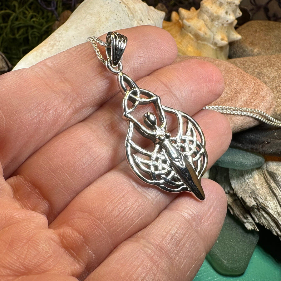 Danu Necklace, Trinity Knot Pendant, Celtic Jewelry, Goddess Pendant, Irish Jewelry, Wiccan Jewelry, Pagan Jewelry, Silver Celestial Jewelry