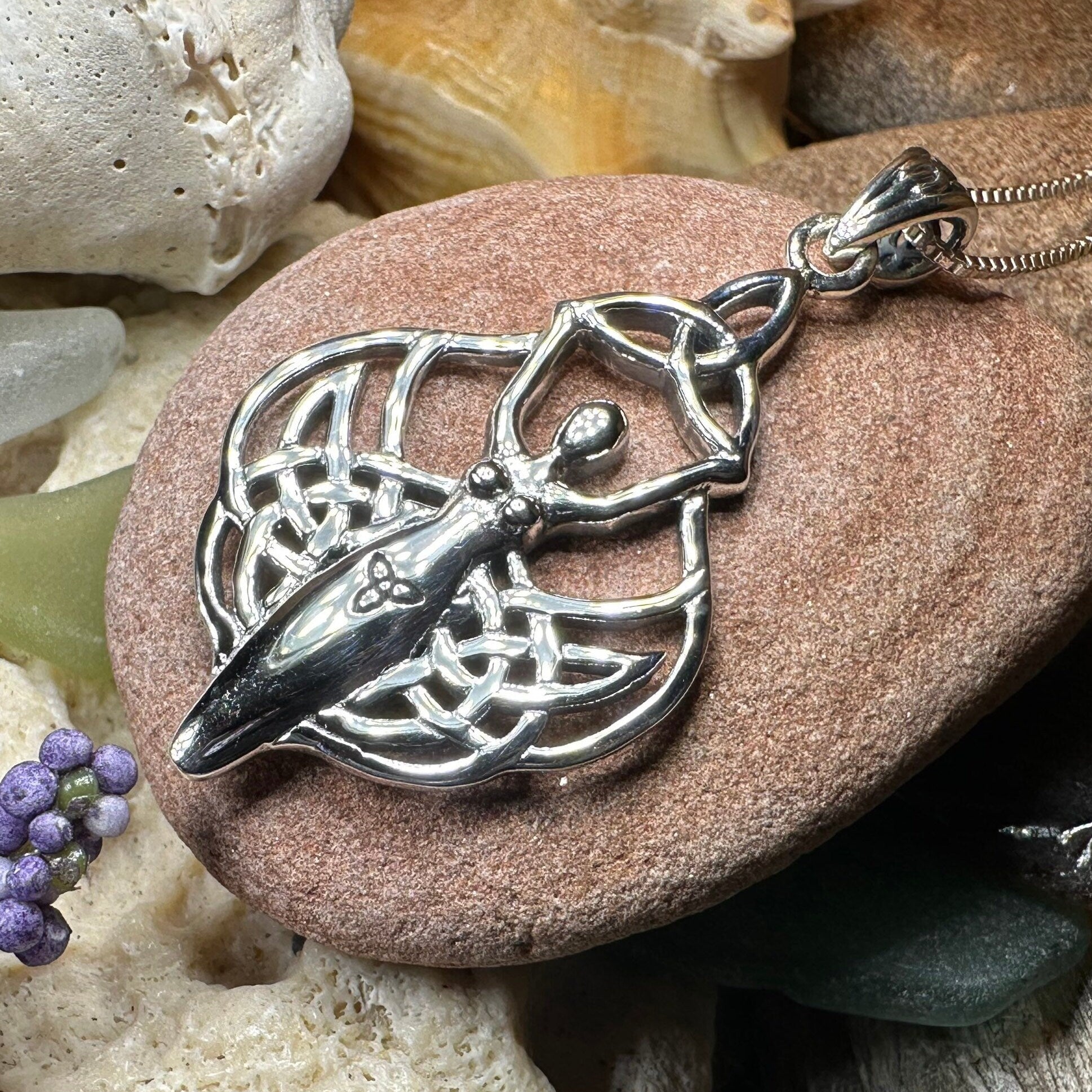Danu Necklace, Trinity Knot Pendant, Celtic Jewelry, Goddess Pendant, Irish Jewelry, Wiccan Jewelry, Pagan Jewelry, Silver Celestial Jewelry