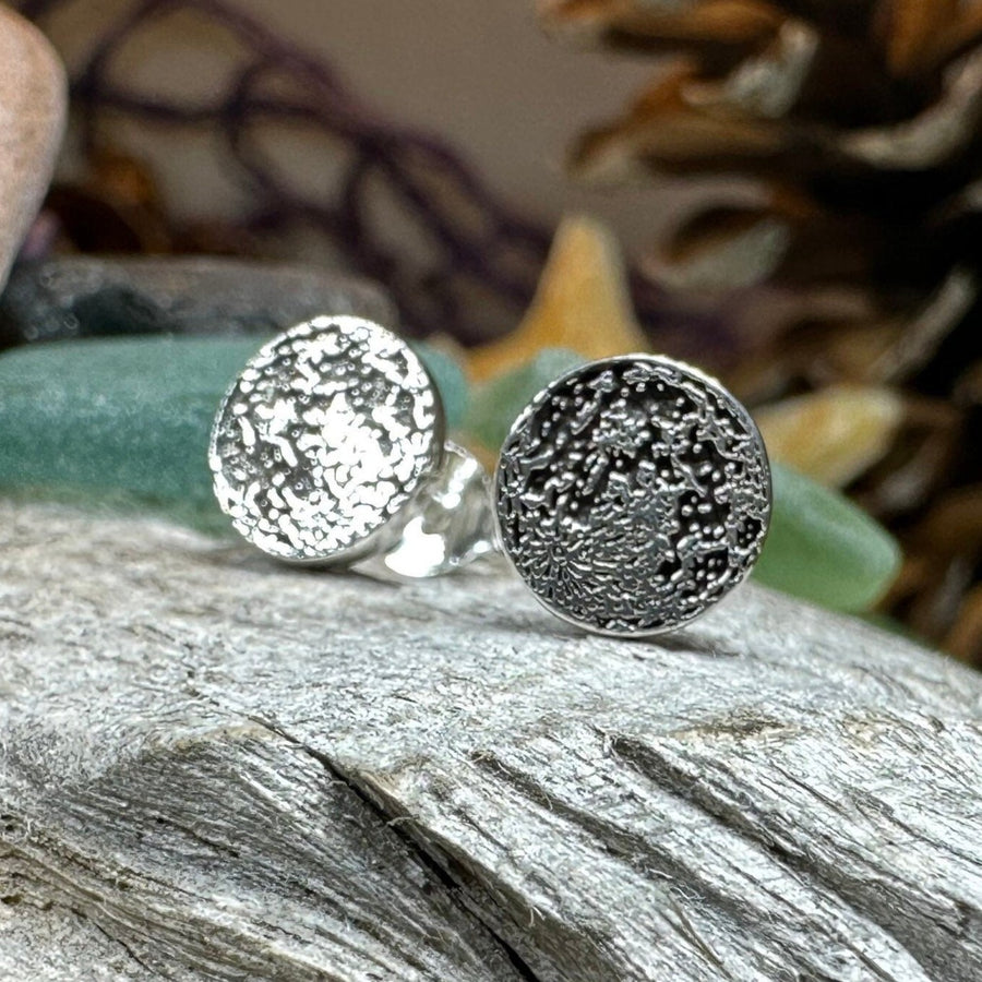 Moon Earrings, Realistic Moon Stud Earrings, Celestial Jewelry, Nature Jewelry, Full Moon Post Earrings, Silver Earrings, Astrology Lover