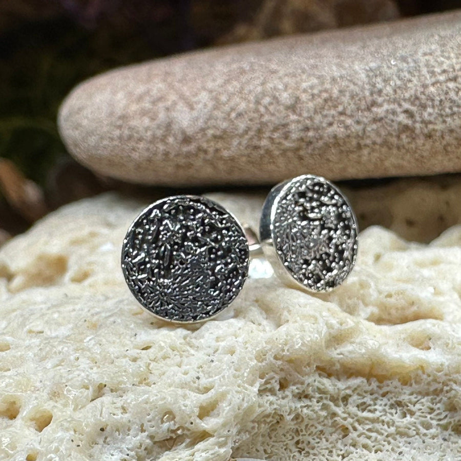 Moon Earrings, Realistic Moon Stud Earrings, Celestial Jewelry, Nature Jewelry, Full Moon Post Earrings, Silver Earrings, Astrology Lover