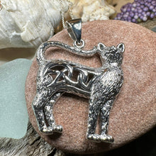 Load image into Gallery viewer, Cat Necklace, Celtic Jewelry, Irish Jewelry, Cat Lover Gift, Cat Mom Gift, Anniversary Gift, Animal Necklace, Nature Necklace
