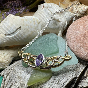 Celtic Necklace, Love Knot Jewelry, Celtic Knot Necklace, Irish Jewelry, Wife Gift, Girlfriend Gift, Amethyst Jewelry, Gold Scottish Jewelry