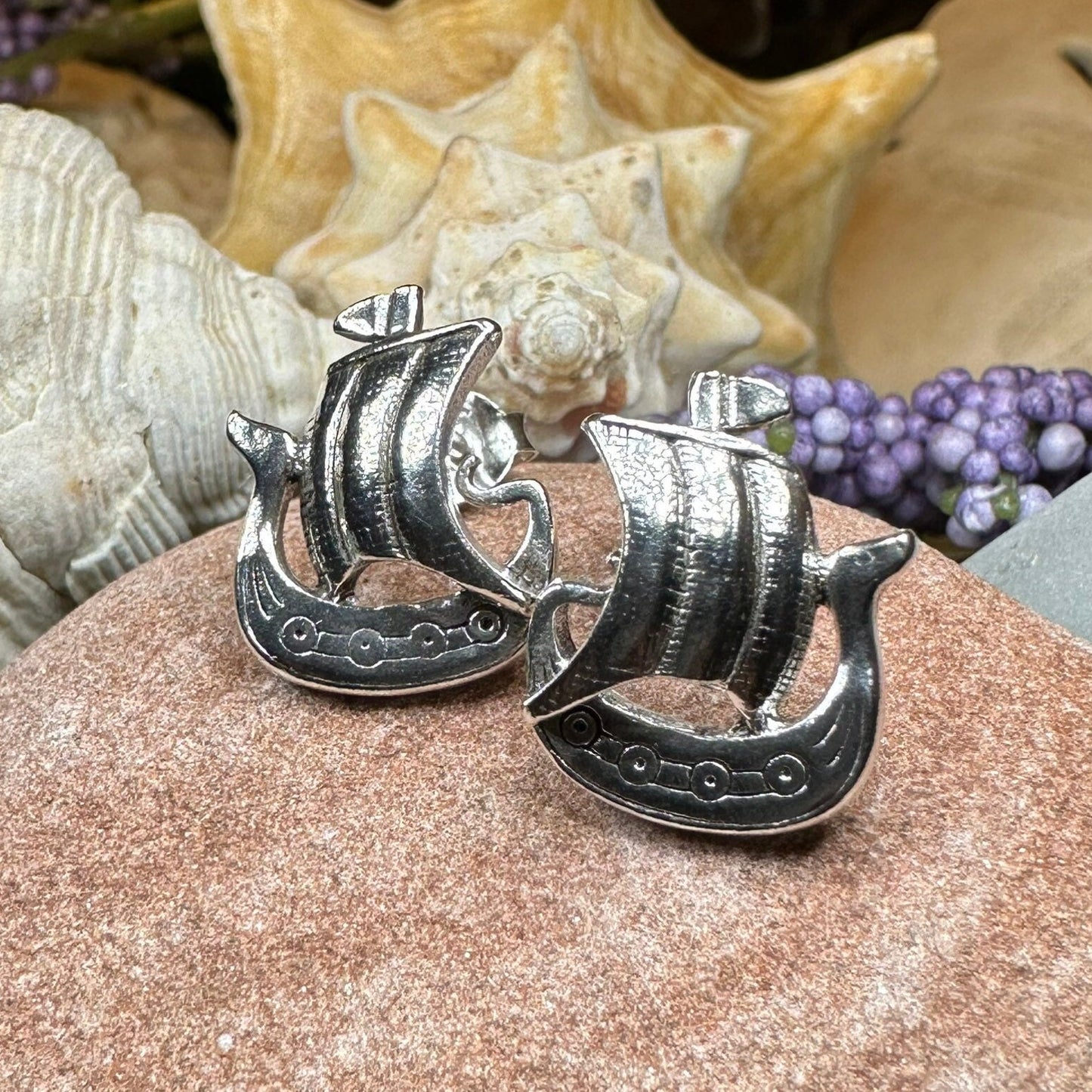 Viking Ship Earrings, Norse Jewelry, Nautical Post Earrings, Nordic Jewelry, Celtic Jewelry, Pirate Jewelry, Anniversary Gift, Pagan Jewelry