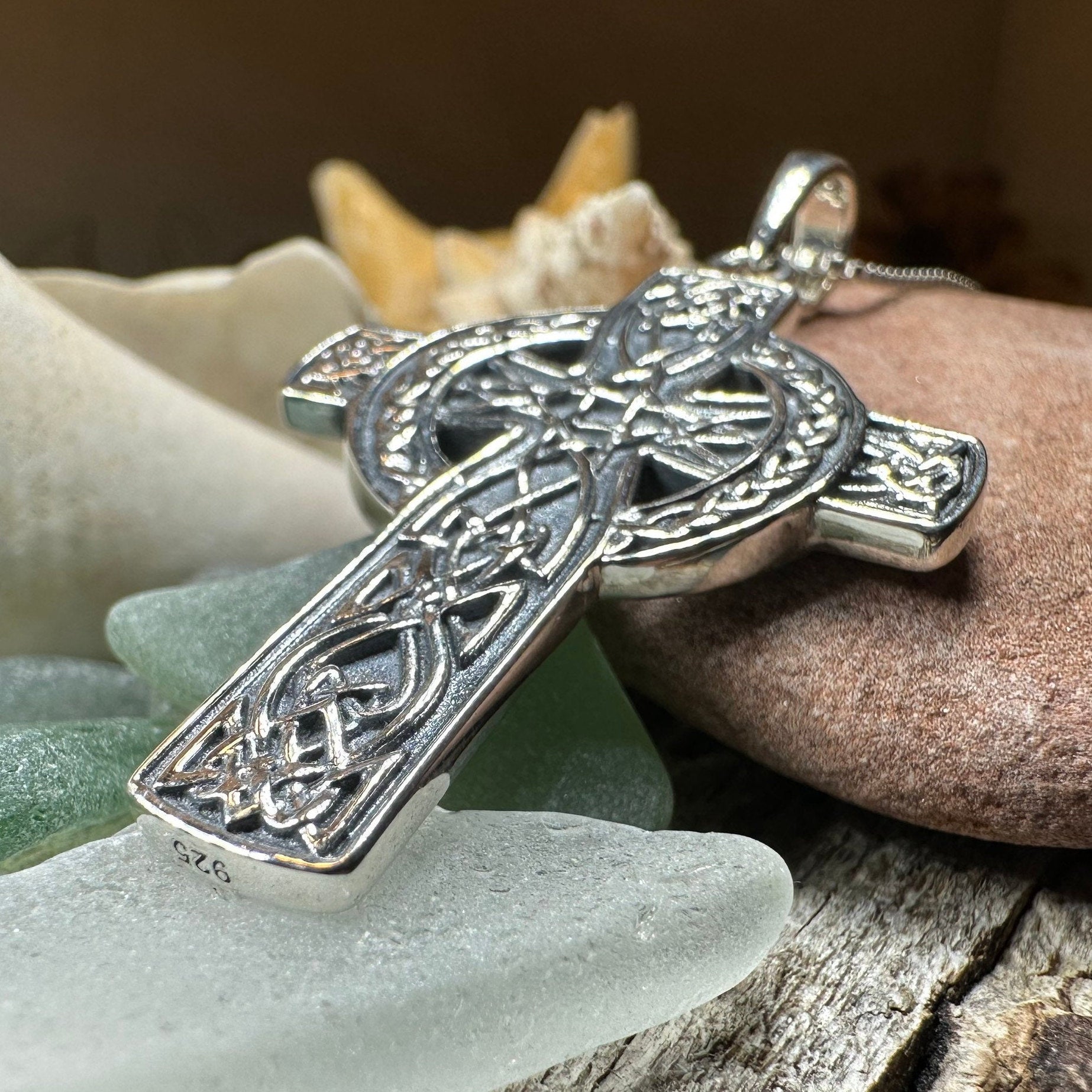 Irish Cross Necklace, Celtic Cross Pendant, Scotland Jewelry, Anniversary Gift, Communion Gift, Man's Religious Jewelry, Boys Silver Cross