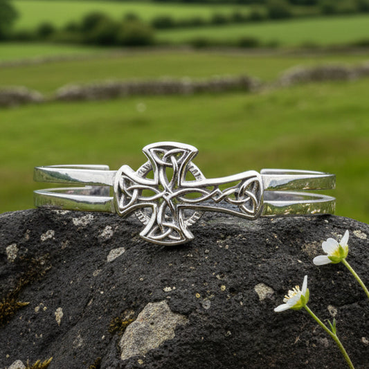 Celtic Cross Bracelet, Celtic Jewelry, Irish Jewelry, Scottish Jewelry, Cuff Bracelet, Anniversary Gift, Norse Jewelry, Ireland Gift
