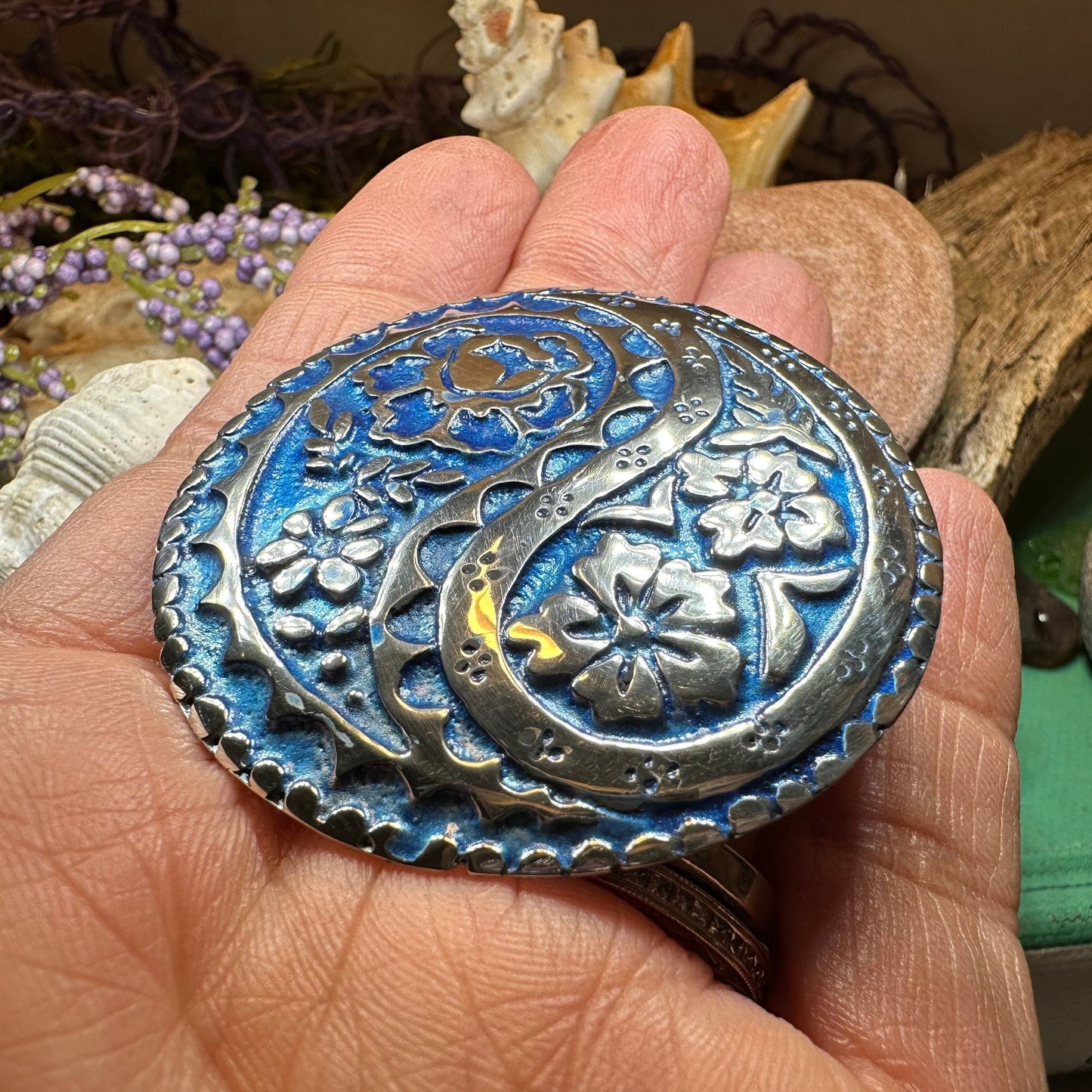 Celtic Knot Brooch, Celtic Paisley Pin, Scottish Jewelry, Mom Gift, Sister Gift, Girlfriend Gift, Wife Gift, Ireland Pin, Blue Enamel Brooch