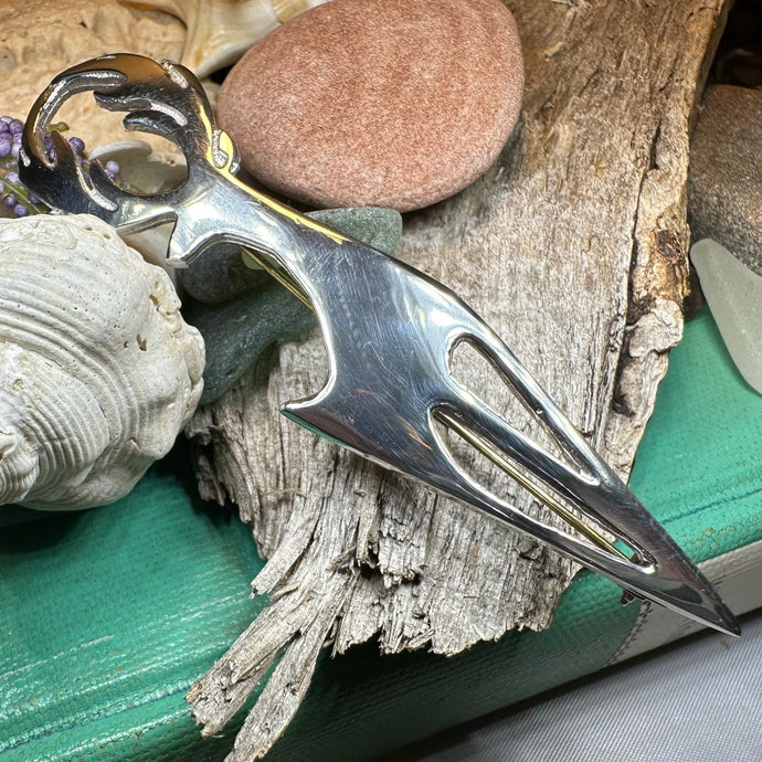 Stag Kilt Pin, Celtic Jewelry, Tartan Pin, Sword Pin, Groom Gift, Best Man Gift, Bagpiper Gift, Dad Gift, Gift for Him, Scotland Jewelry