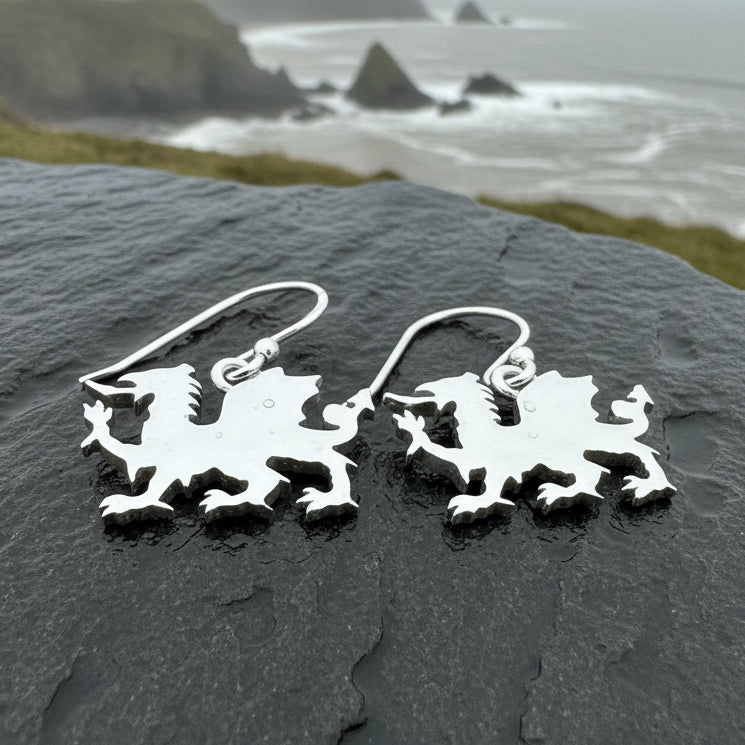 Welsh Dragon Earrings, Celtic Jewelry, Wales Jewelry, Dragon Jewelry, Mom Gift, Wife Gift, Anniversary Gift, Dragon Earrings, Wales Gift