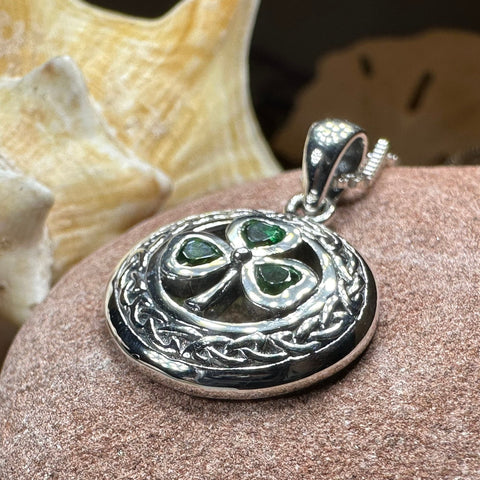 Load image into Gallery viewer, Shamrock Necklace, Clover Pendant, Irish Necklace, Irish Gift, Anniversary Gift, Emerald Ireland Jewelry, Friendship Gift, Celtic Necklace

