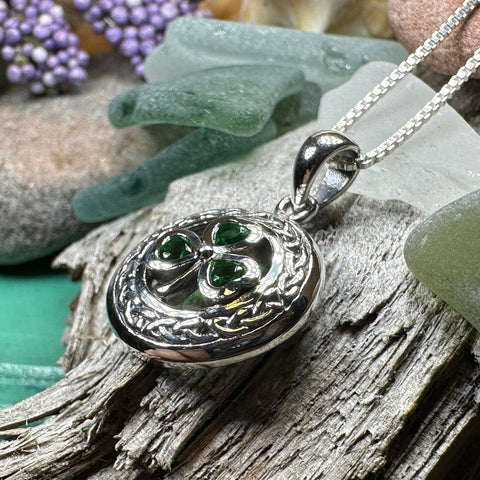 Load image into Gallery viewer, Shamrock Necklace, Clover Pendant, Irish Necklace, Irish Gift, Anniversary Gift, Emerald Ireland Jewelry, Friendship Gift, Celtic Necklace
