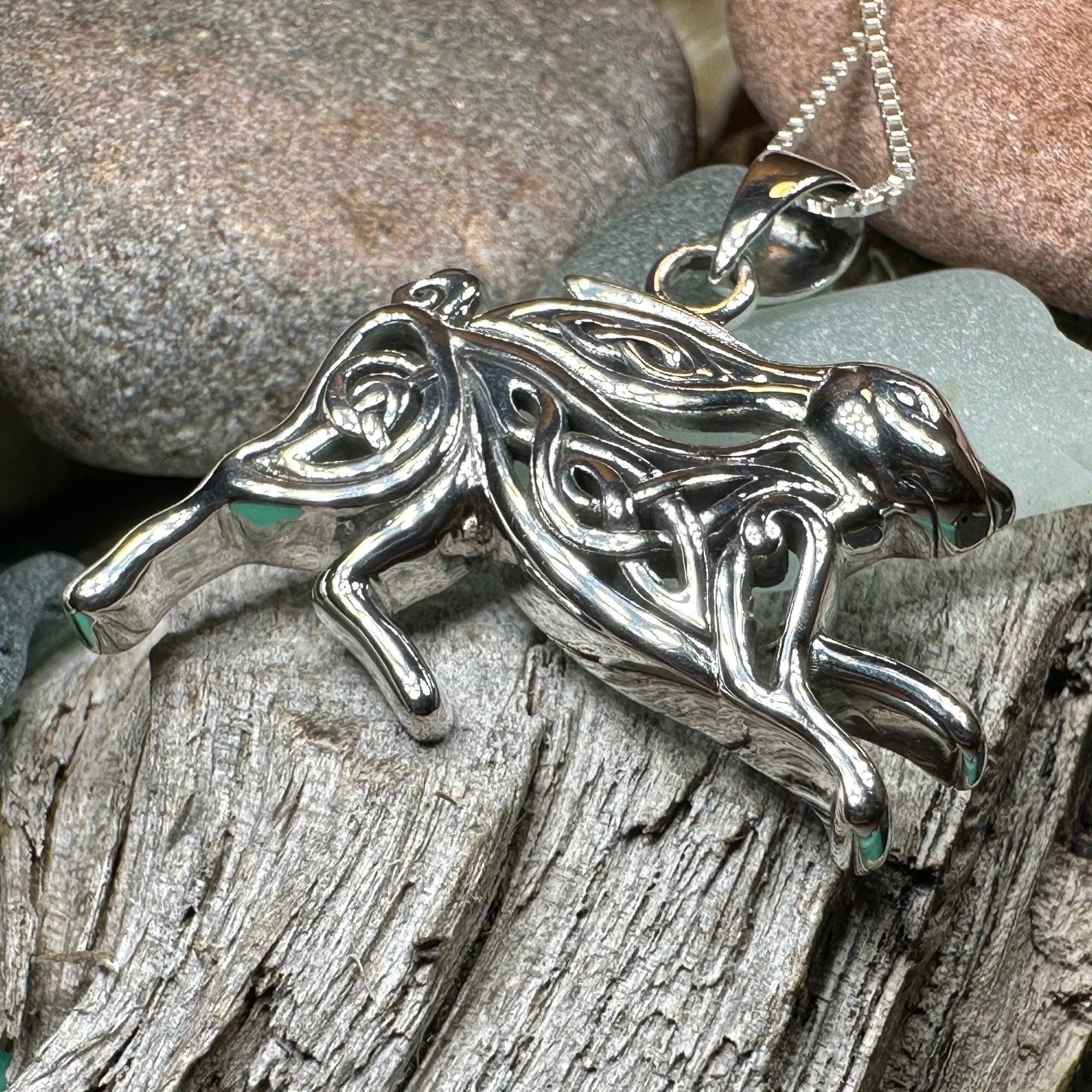 Celtic Rabbit Necklace, Nature Jewelry, Hare Jewelry, Hare Pendant, Animal Jewelry, New Beginnings, Inspirational Gift, Wife Gift, Mom Gift