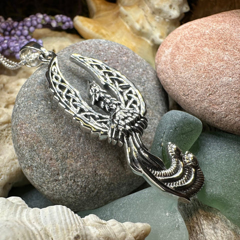 Load image into Gallery viewer, Phoenix Necklace, Celtic Jewelry, Bird Pendant, Firebird Jewelry, Inspirational Gift, Pagan Jewelry, Viking Jewelry, Gothic Jewelry
