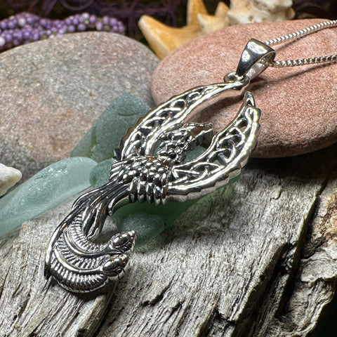 Load image into Gallery viewer, Phoenix Necklace, Celtic Jewelry, Bird Pendant, Firebird Jewelry, Inspirational Gift, Pagan Jewelry, Viking Jewelry, Gothic Jewelry
