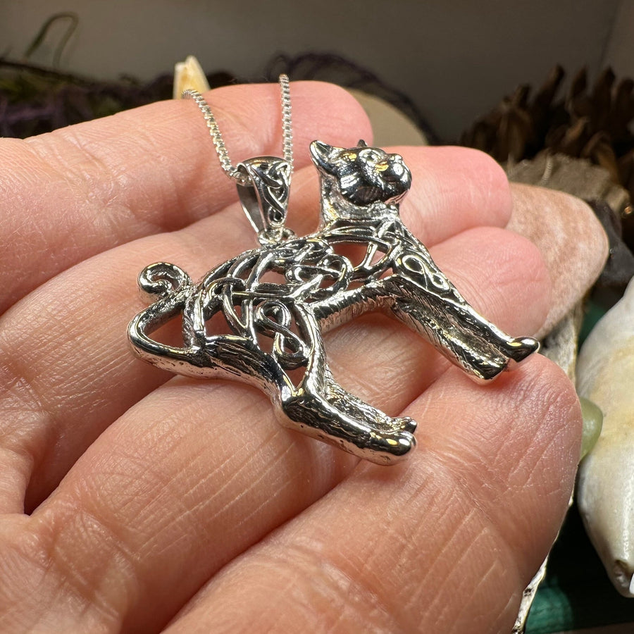 Cat Necklace, Celtic Jewelry, Irish Jewelry, Cat Lover Gift, Cat Mom Gift, Anniversary Gift, Animal Necklace, Nature Necklace