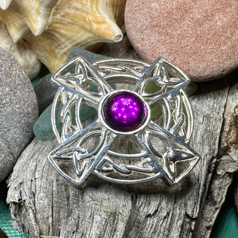 Load image into Gallery viewer, Celtic Brooch, Irish Cross Pin, Irish Jewelry, Scottish Brooch, Celtic Cross Pin, Ireland Gift, Plaid Pin, Tartan Pin, Scotland Jewelry
