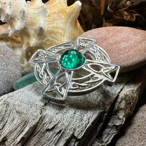 Load image into Gallery viewer, Celtic Brooch, Irish Cross Pin, Irish Jewelry, Scottish Brooch, Celtic Cross Pin, Ireland Gift, Plaid Pin, Tartan Pin, Scotland Jewelry

