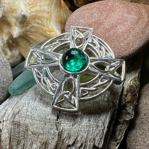 Load image into Gallery viewer, Celtic Brooch, Irish Cross Pin, Irish Jewelry, Scottish Brooch, Celtic Cross Pin, Ireland Gift, Plaid Pin, Tartan Pin, Scotland Jewelry
