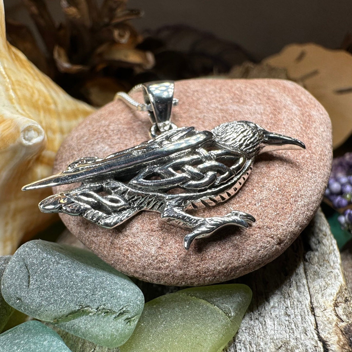 Raven Necklace, Wiccan Jewelry, Crow Pendant, Black Bird Pendant, Bird Jewelry, Pagan Jewelry, Nature Lover, Poe Jewelry, Gothic Jewelry