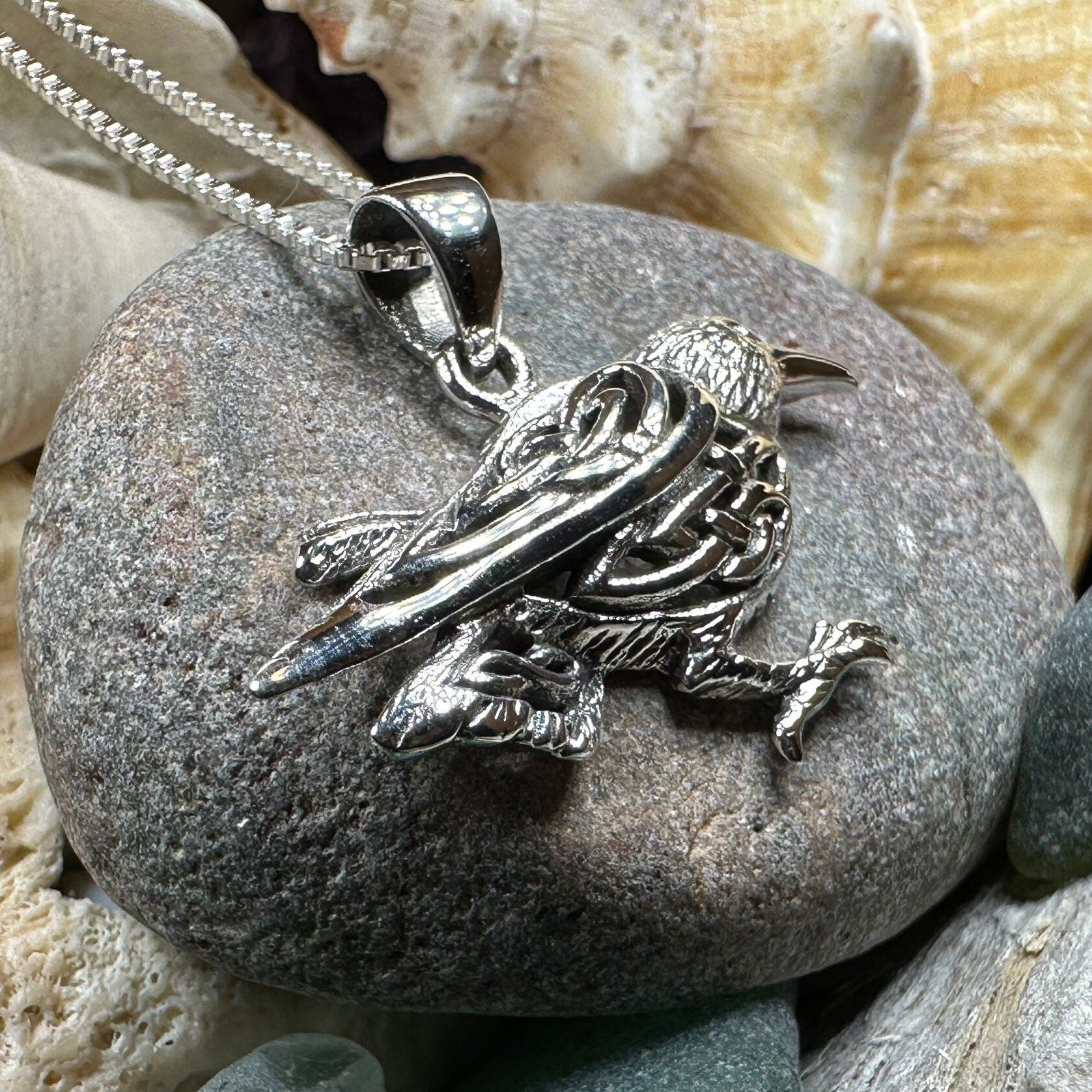 Raven Necklace, Wiccan Jewelry, Crow Pendant, Black Bird Pendant, Bird Jewelry, Pagan Jewelry, Nature Lover, Poe Jewelry, Gothic Jewelry