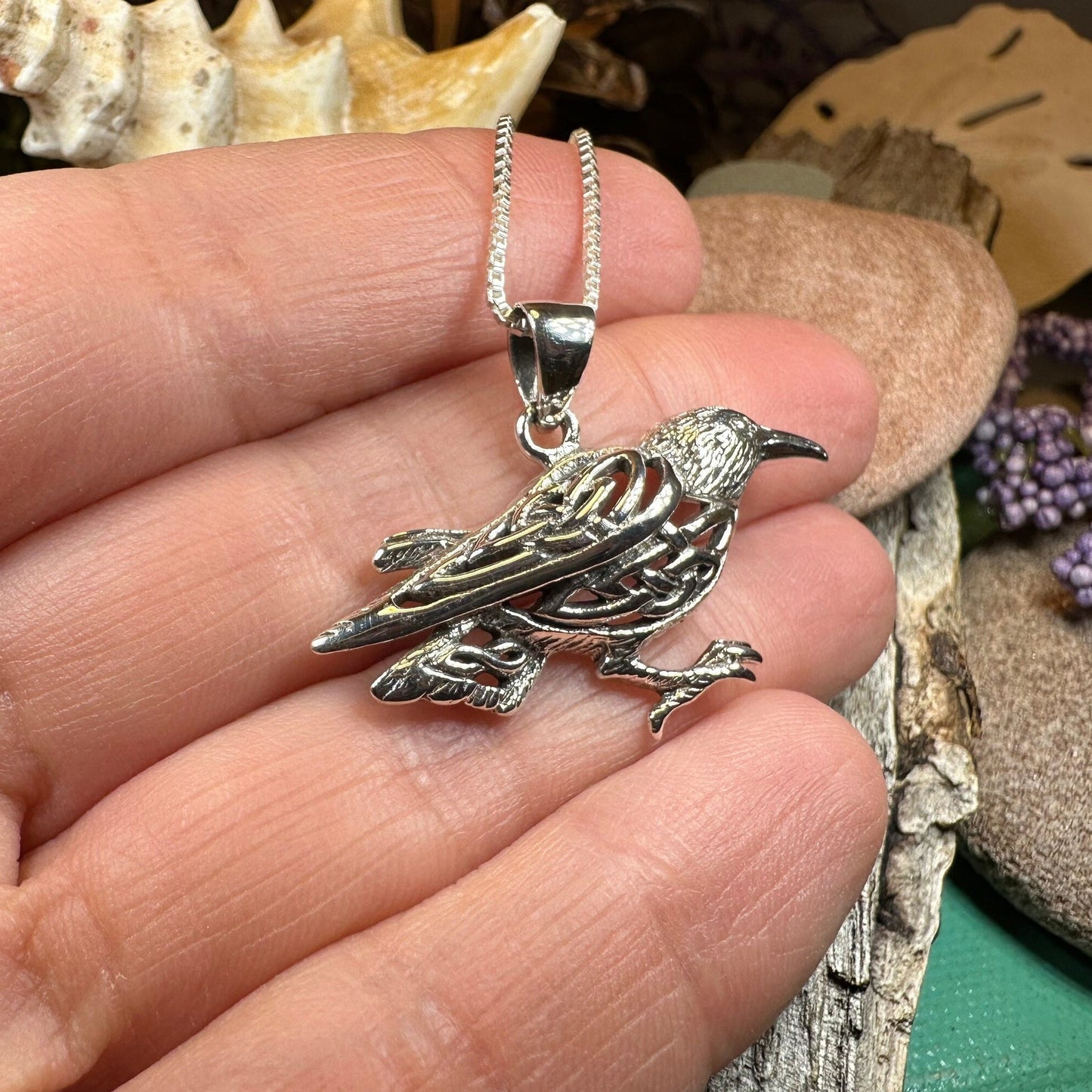 Raven Necklace, Wiccan Jewelry, Crow Pendant, Black Bird Pendant, Bird Jewelry, Pagan Jewelry, Nature Lover, Poe Jewelry, Gothic Jewelry