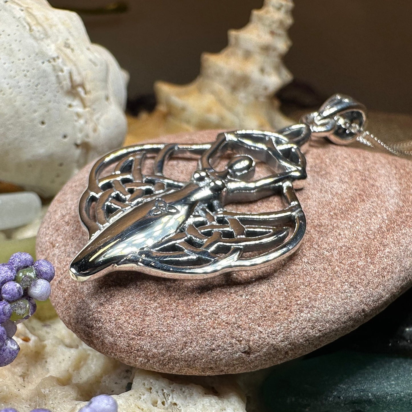 Danu Necklace, Trinity Knot Pendant, Celtic Jewelry, Goddess Pendant, Irish Jewelry, Wiccan Jewelry, Pagan Jewelry, Silver Celestial Jewelry