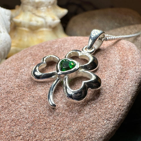 Load image into Gallery viewer, Shamrock Necklace, Clover Pendant, Irish Necklace, Irish Gift, Anniversary Gift, Emerald Ireland Jewelry, Friendship Gift, Celtic Necklace
