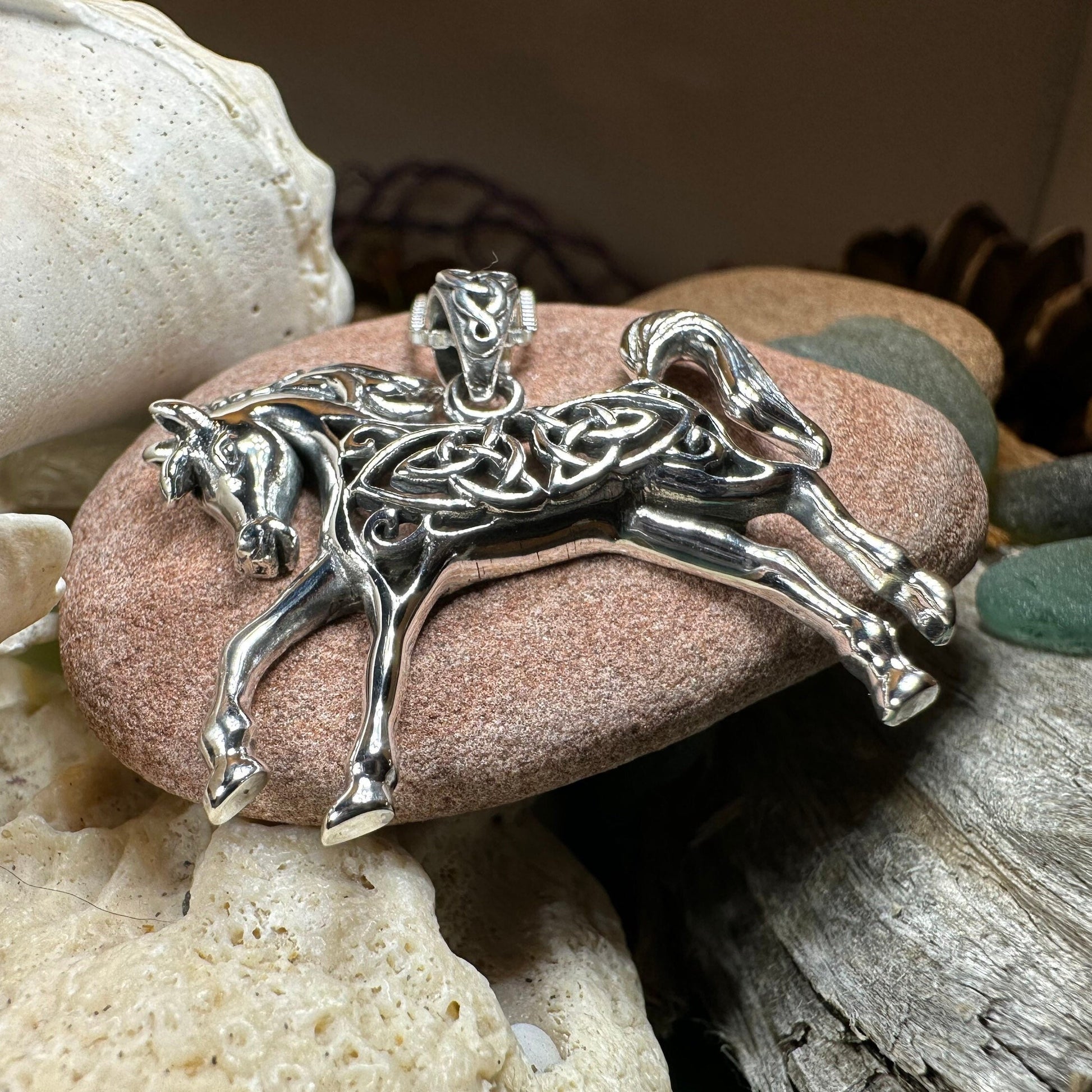 Horse Necklace, Celtic Jewelry, Equestrian Jewelry, Animal Jewelry, Nature Jewelry, Gift for Her, Ireland Jewelry, Celtic Knot Necklace