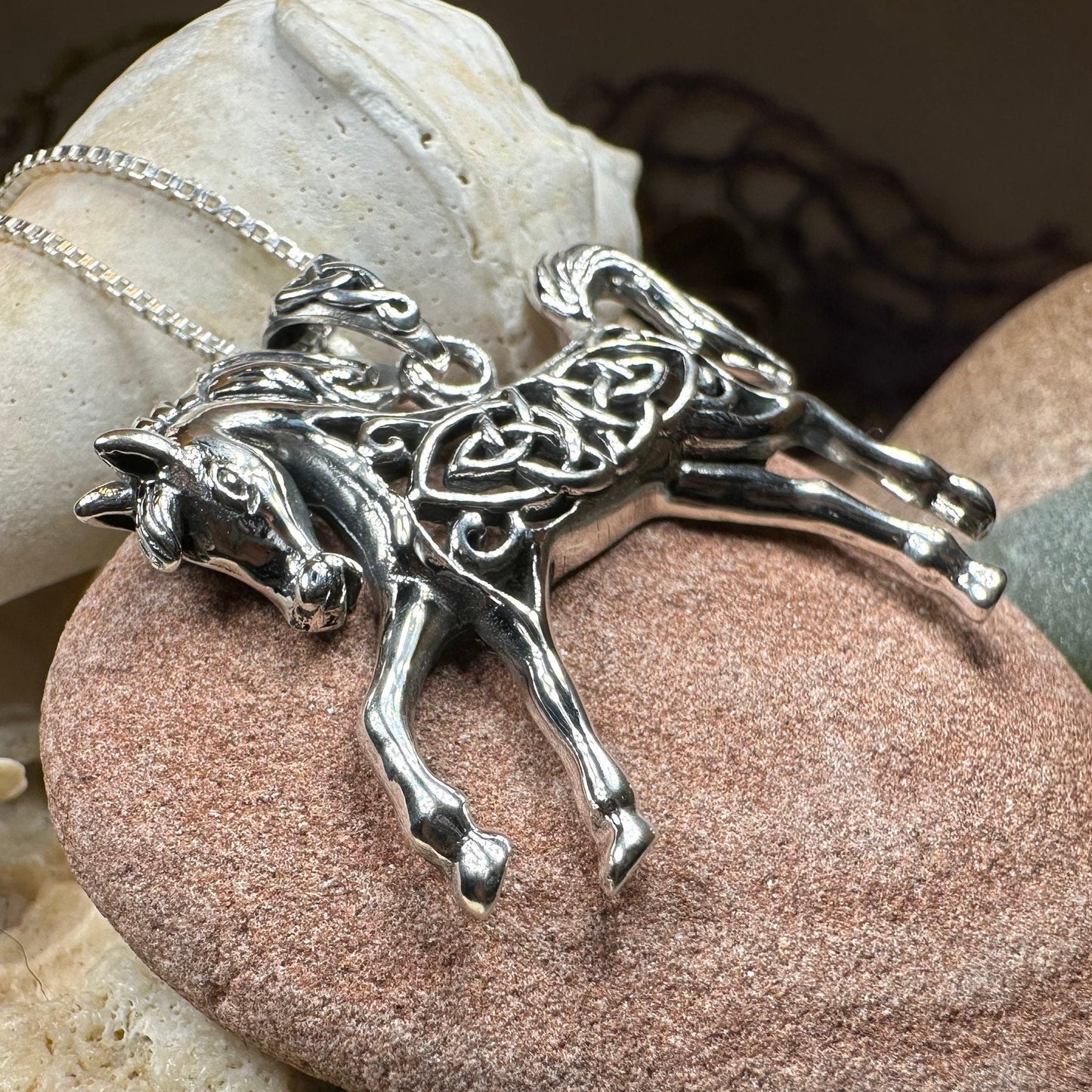 Horse Necklace, Celtic Jewelry, Equestrian Jewelry, Animal Jewelry, Nature Jewelry, Gift for Her, Ireland Jewelry, Celtic Knot Necklace