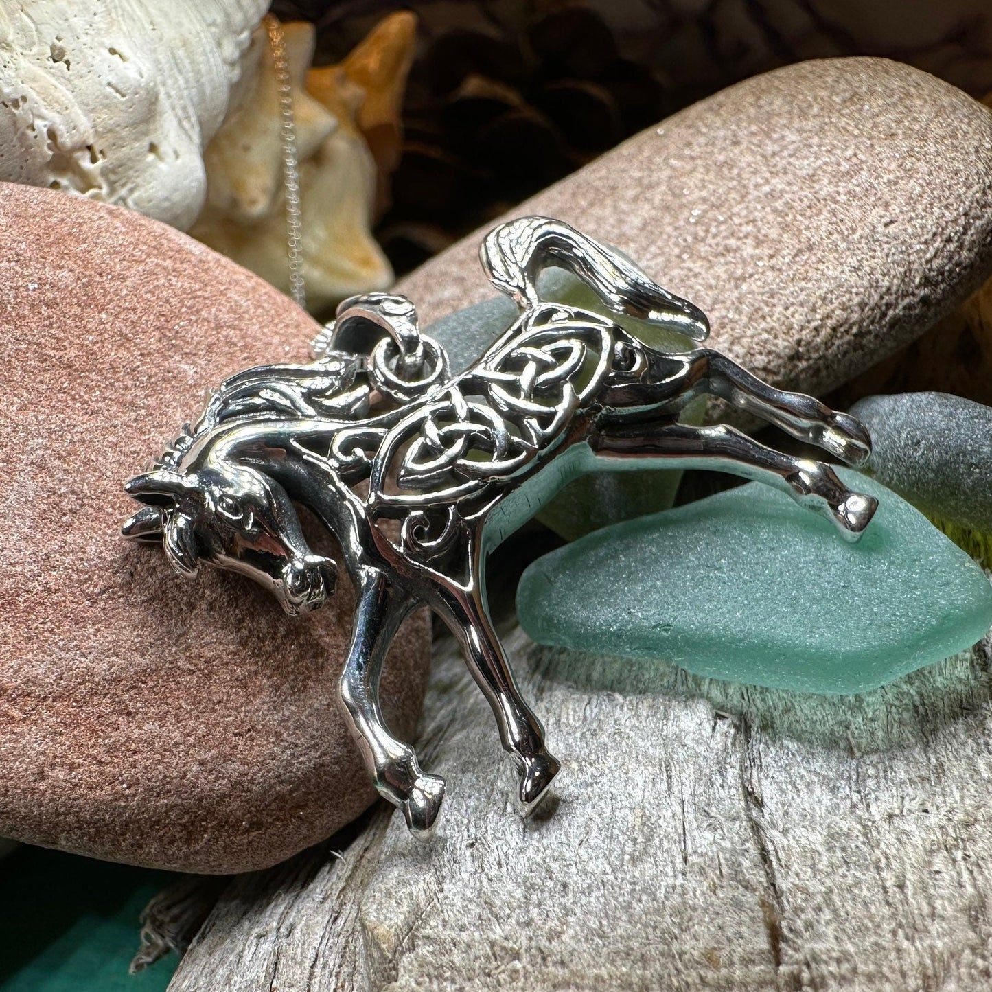 Horse Necklace, Celtic Jewelry, Equestrian Jewelry, Animal Jewelry, Nature Jewelry, Gift for Her, Ireland Jewelry, Celtic Knot Necklace