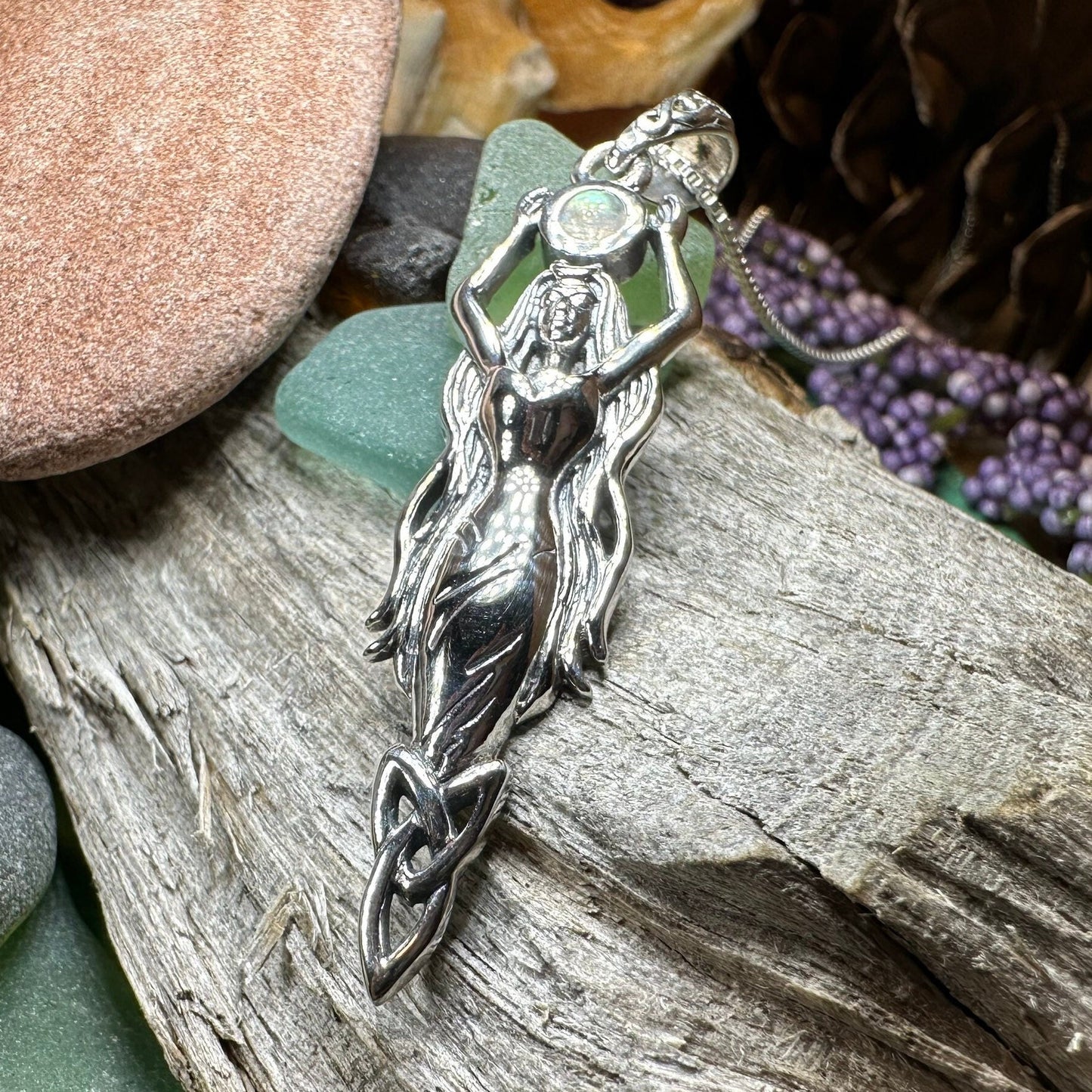 Goddess Necklace, Danu Pendant, Celtic Jewelry, Anniversary Gift, Celestial Jewelry, Amethyst Necklace, Irish Jewelry, Mom Gift, Wife Gift