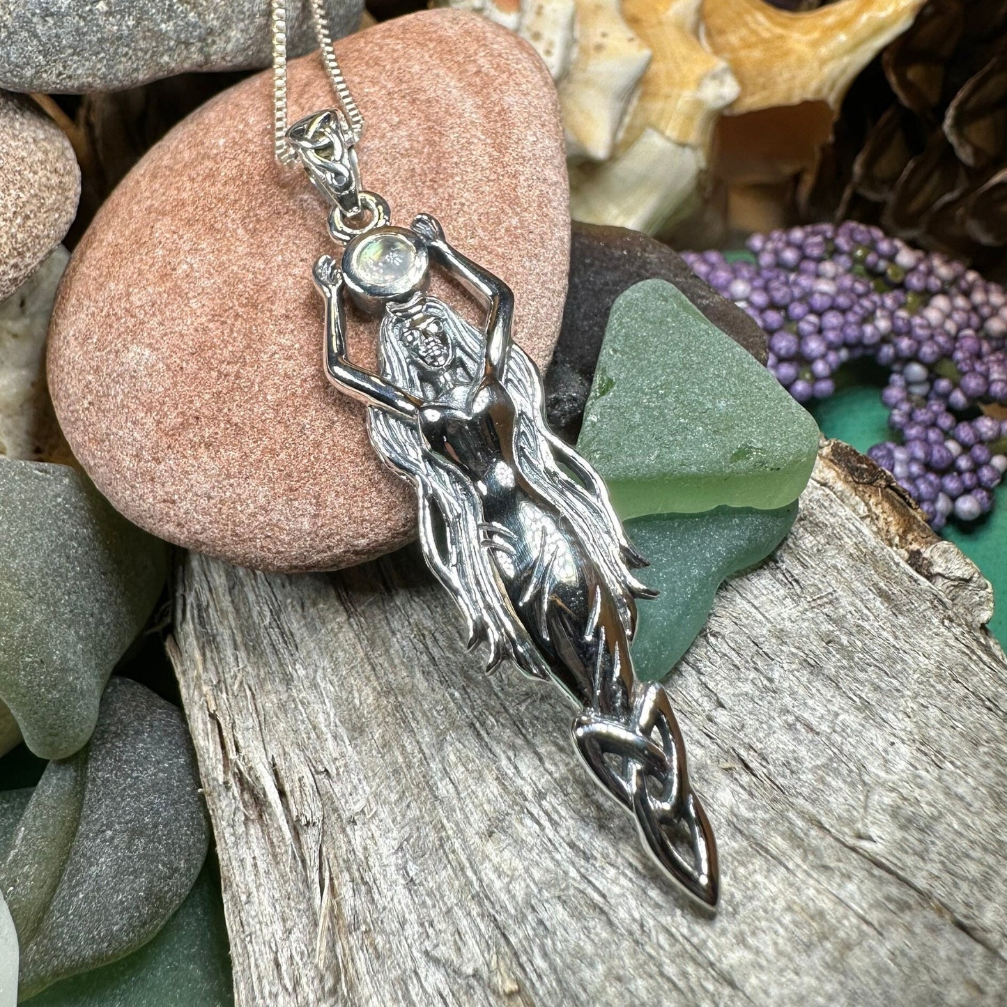 Goddess Necklace, Danu Pendant, Celtic Jewelry, Anniversary Gift, Celestial Jewelry, Amethyst Necklace, Irish Jewelry, Mom Gift, Wife Gift
