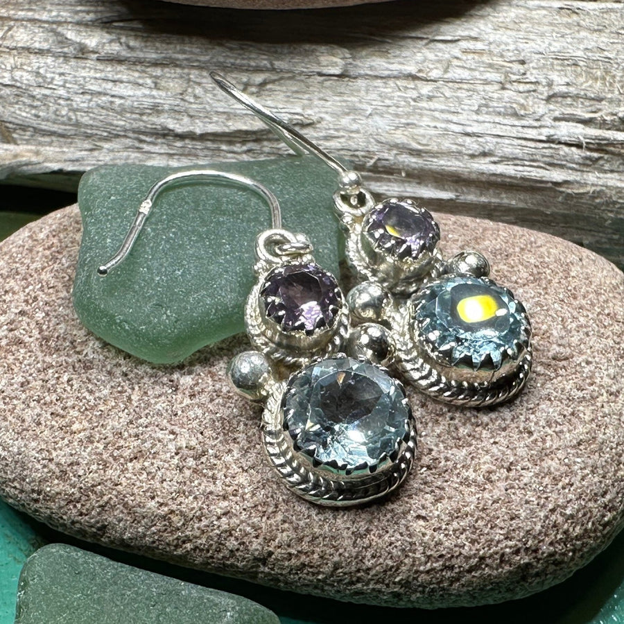 Amethyst Romance Earrings, Celtic Jewelry, Dangle Earrings, Goddess Jewelry, Boho Gift, Anniversary Gift, Silver Mom Gift, Purple Jewelry