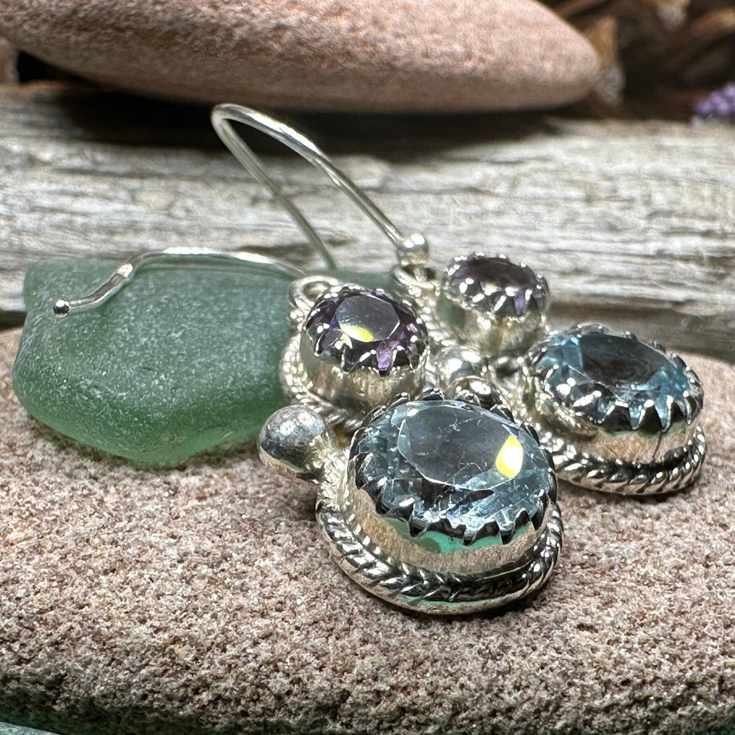 Amethyst Romance Earrings, Celtic Jewelry, Dangle Earrings, Goddess Jewelry, Boho Gift, Anniversary Gift, Silver Mom Gift, Purple Jewelry