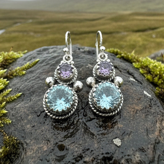 Amethyst Romance Earrings, Celtic Jewelry, Dangle Earrings, Goddess Jewelry, Boho Gift, Anniversary Gift, Silver Mom Gift, Purple Jewelry