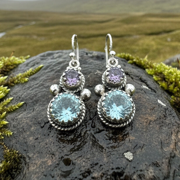 Amethyst Romance Earrings, Celtic Jewelry, Dangle Earrings, Goddess Jewelry, Boho Gift, Anniversary Gift, Silver Mom Gift, Purple Jewelry