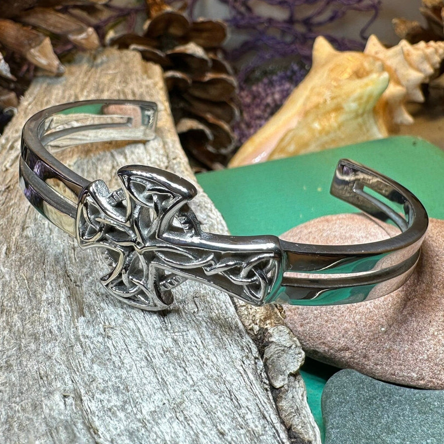 Celtic Cross Bracelet, Celtic Jewelry, Irish Jewelry, Scottish Jewelry, Cuff Bracelet, Anniversary Gift, Norse Jewelry, Ireland Gift