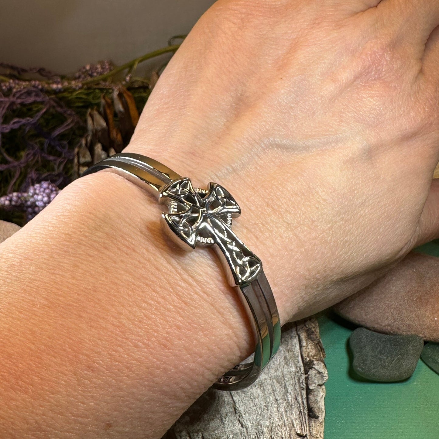 Celtic Cross Cuff Bracelet — view 2