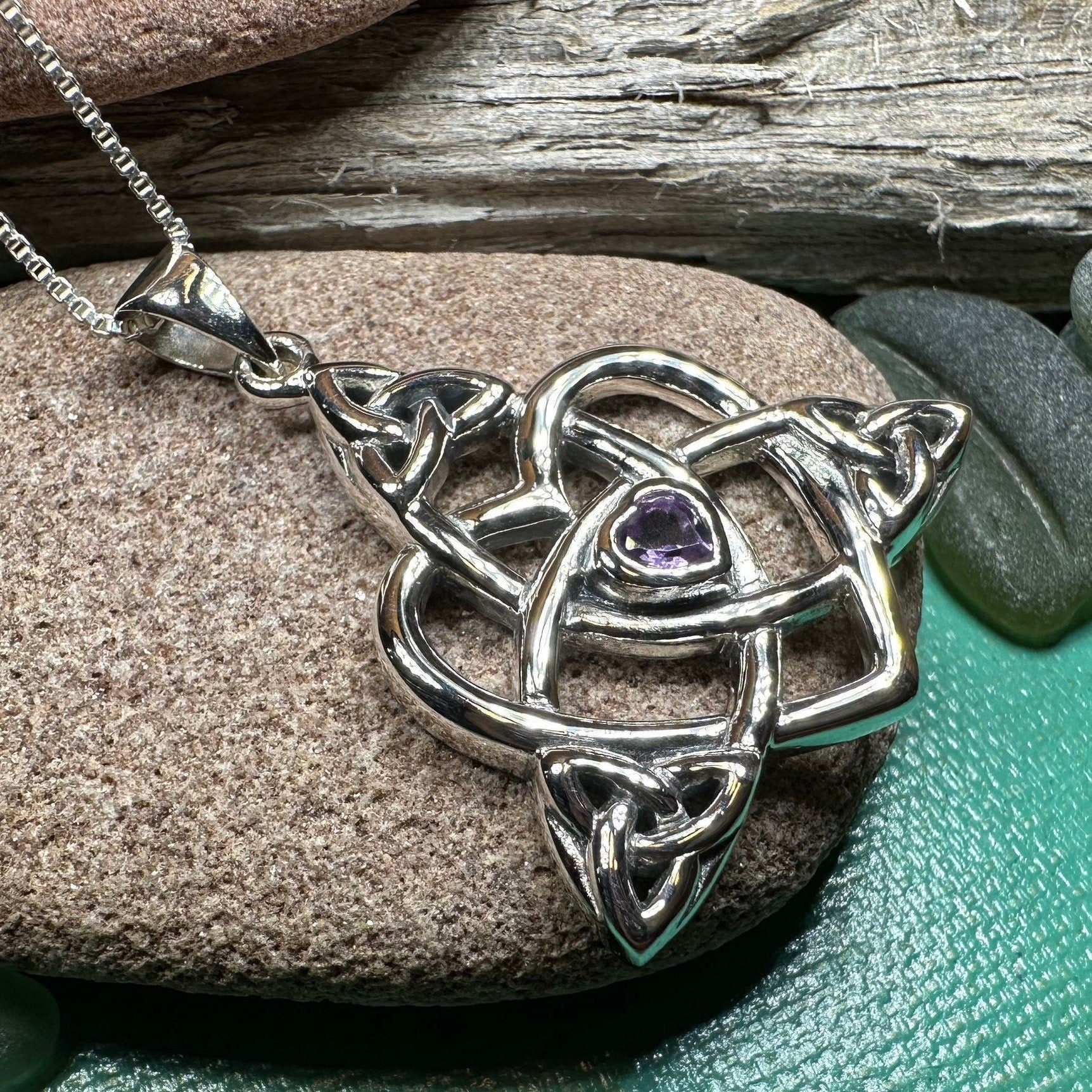 Mother's Knot Necklace, Celtic Knot Pendant, Irish Jewelry, Mom Gift, Celtic Heart Pendant, Ireland Gift, Mother & Child Jewelry, White Opal