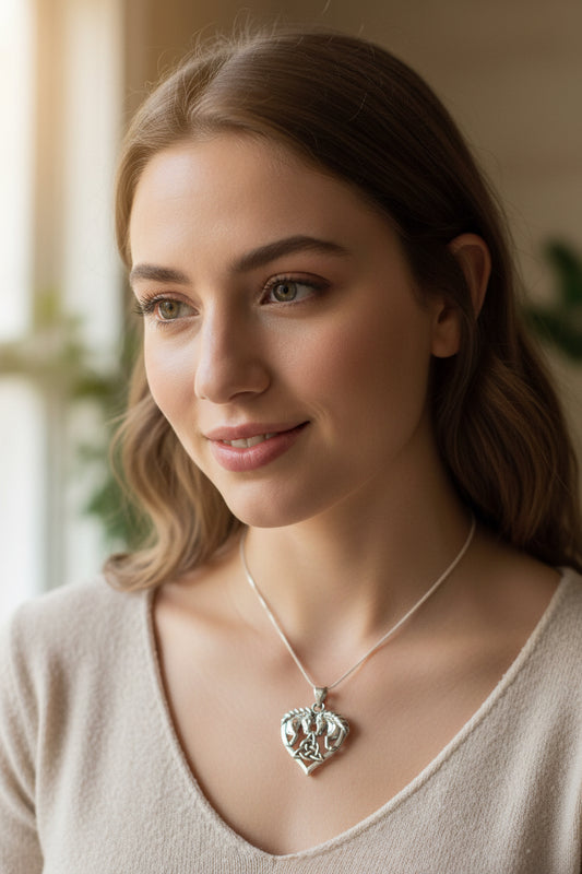 Horse Necklace, Celtic Jewelry, Equestrian Jewelry, Animal Jewelry, Nature Jewelry, Gift for Her, Ireland Jewelry, Celtic Knot Necklace