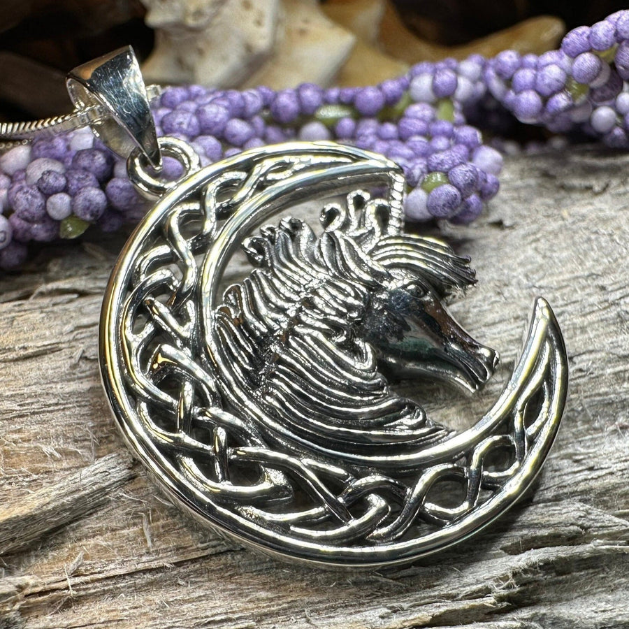 Unicorn Necklace, Scotland Jewelry, Crescent Moon Pendant, Mythical Creature, Graduation Gift, Anniversary Gift, Scottish Gift, Moon Jewelry