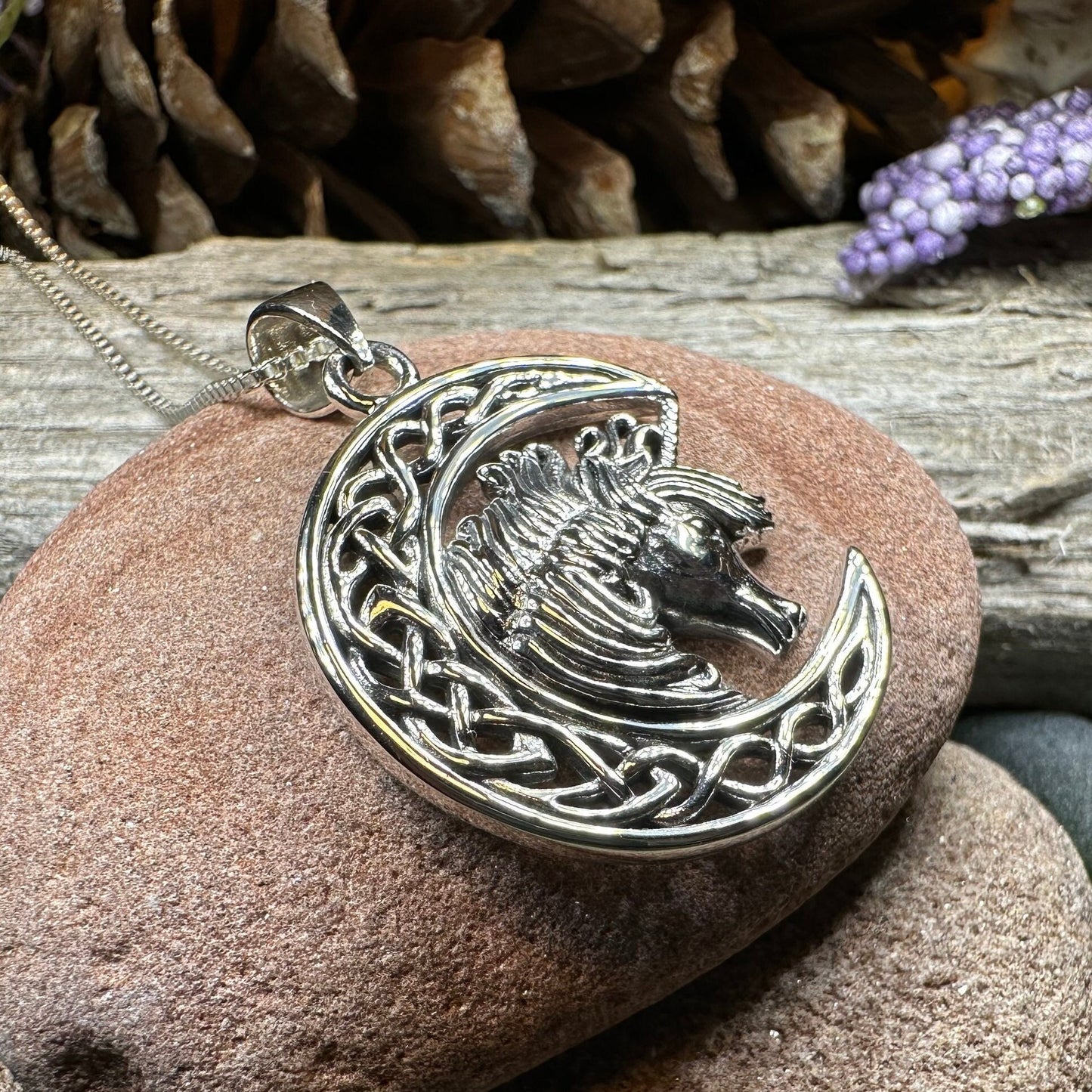 Unicorn Necklace, Scotland Jewelry, Crescent Moon Pendant, Mythical Creature, Graduation Gift, Anniversary Gift, Scottish Gift, Moon Jewelry