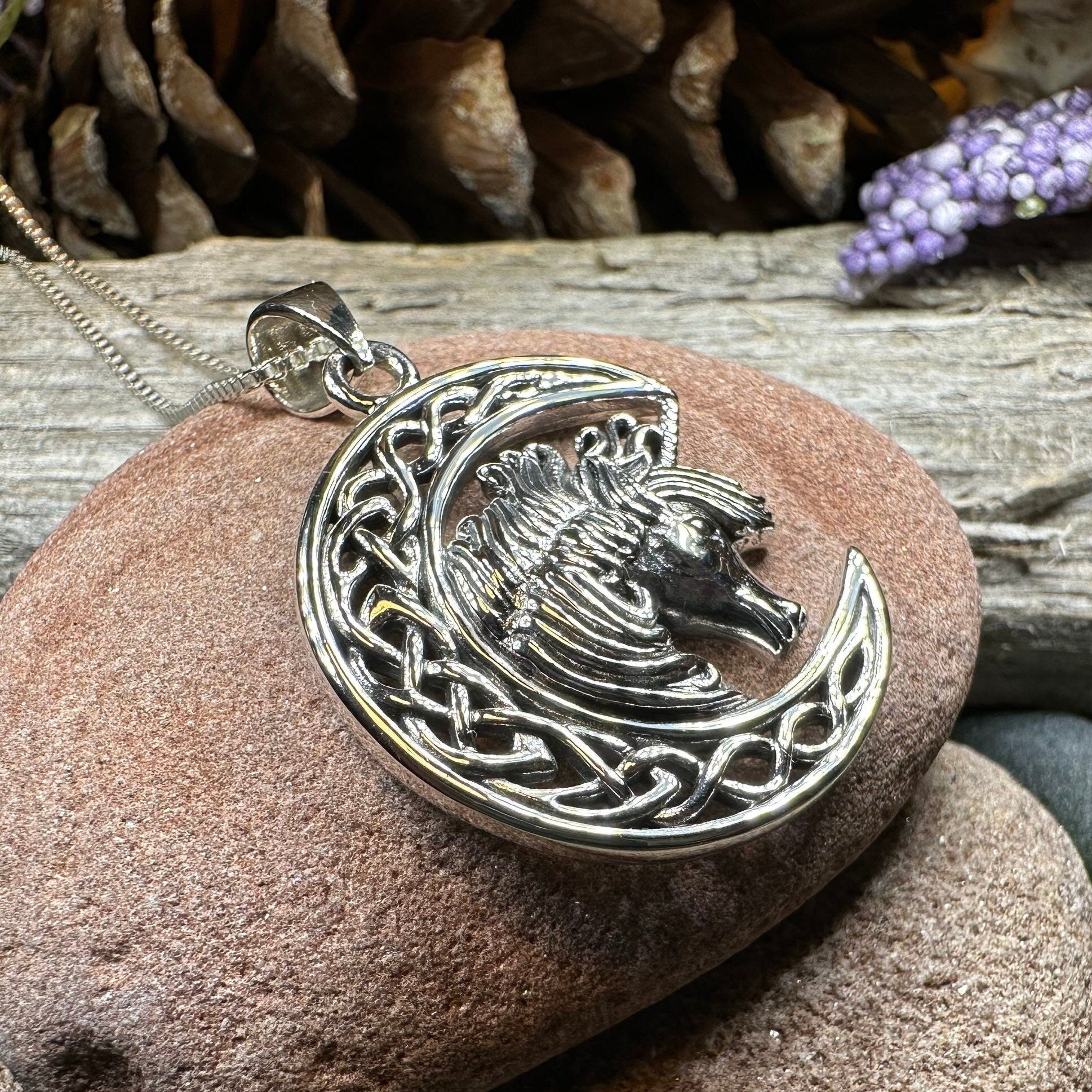 Unicorn Necklace, Scotland Jewelry, Crescent Moon Pendant, Mythical Creature, Graduation Gift, Anniversary Gift, Scottish Gift, Moon Jewelry