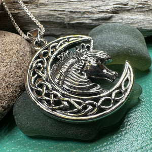 Unicorn Necklace, Scotland Jewelry, Crescent Moon Pendant, Mythical Creature, Graduation Gift, Anniversary Gift, Scottish Gift, Moon Jewelry