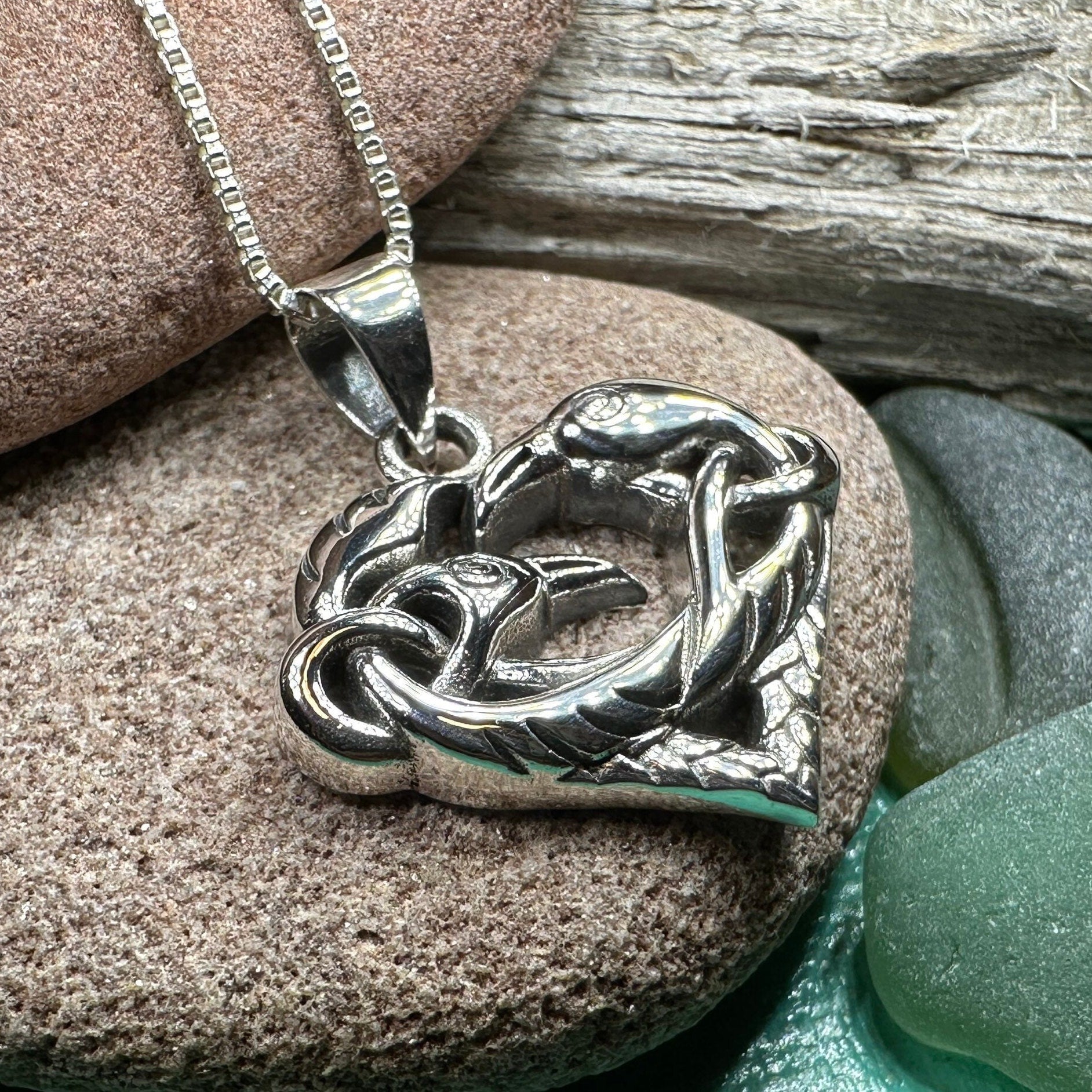 Raven Necklace, Celtic Jewelry, Celtic Knot Jewelry, Crow Pendant, Bird Jewelry, Pagan Jewelry, Wiccan Jewelry, Trinity Knot Jewelry