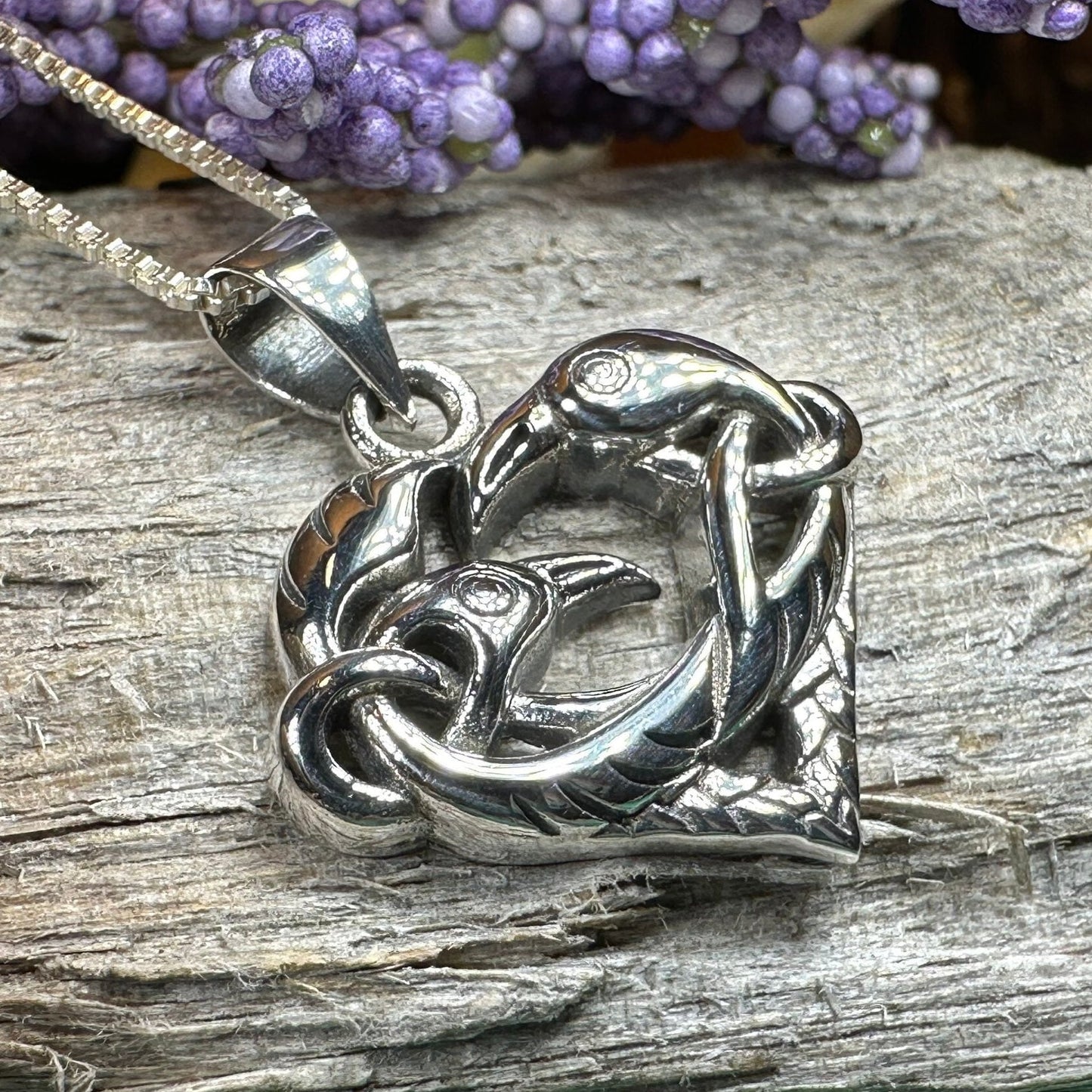 Raven Necklace, Celtic Jewelry, Celtic Knot Jewelry, Crow Pendant, Bird Jewelry, Pagan Jewelry, Wiccan Jewelry, Trinity Knot Jewelry