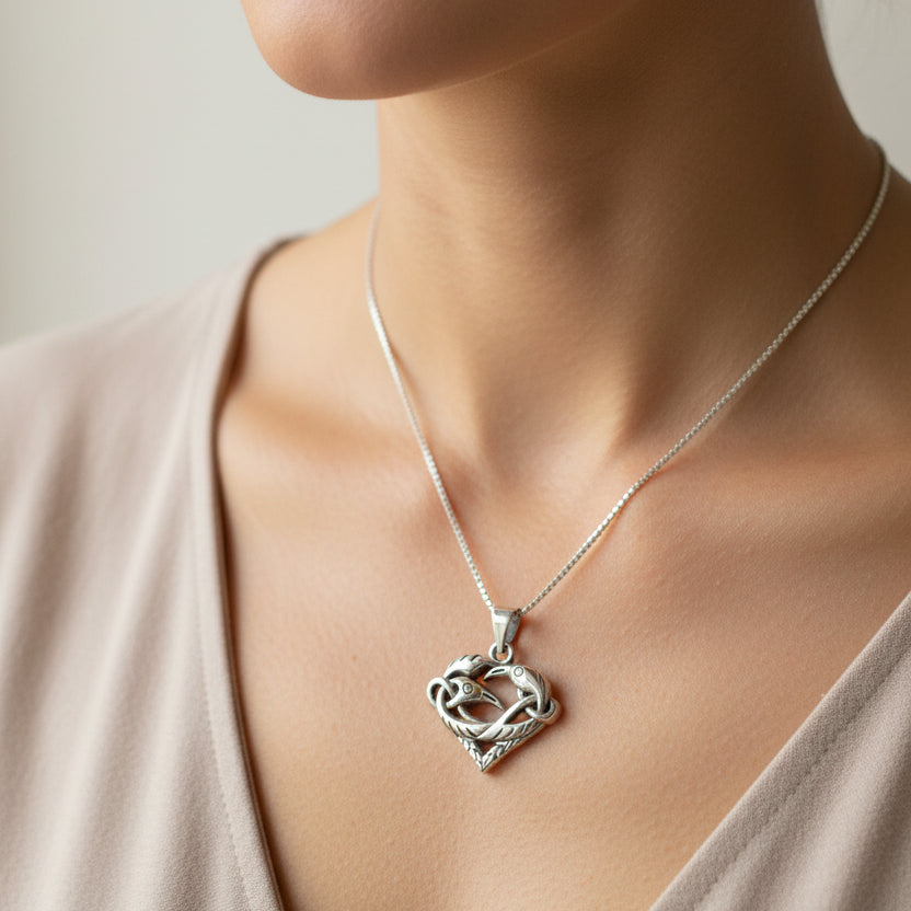 Raven Necklace, Celtic Jewelry, Celtic Knot Jewelry, Crow Pendant, Bird Jewelry, Pagan Jewelry, Wiccan Jewelry, Trinity Knot Jewelry