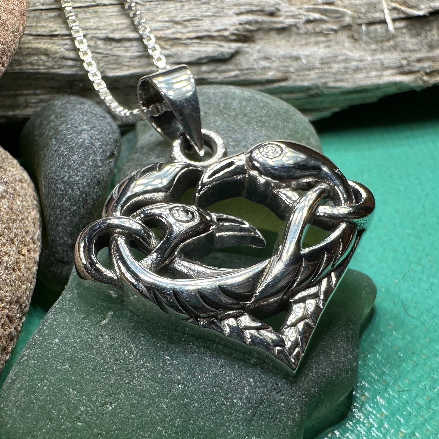 Raven Necklace, Celtic Jewelry, Celtic Knot Jewelry, Crow Pendant, Bird Jewelry, Pagan Jewelry, Wiccan Jewelry, Trinity Knot Jewelry